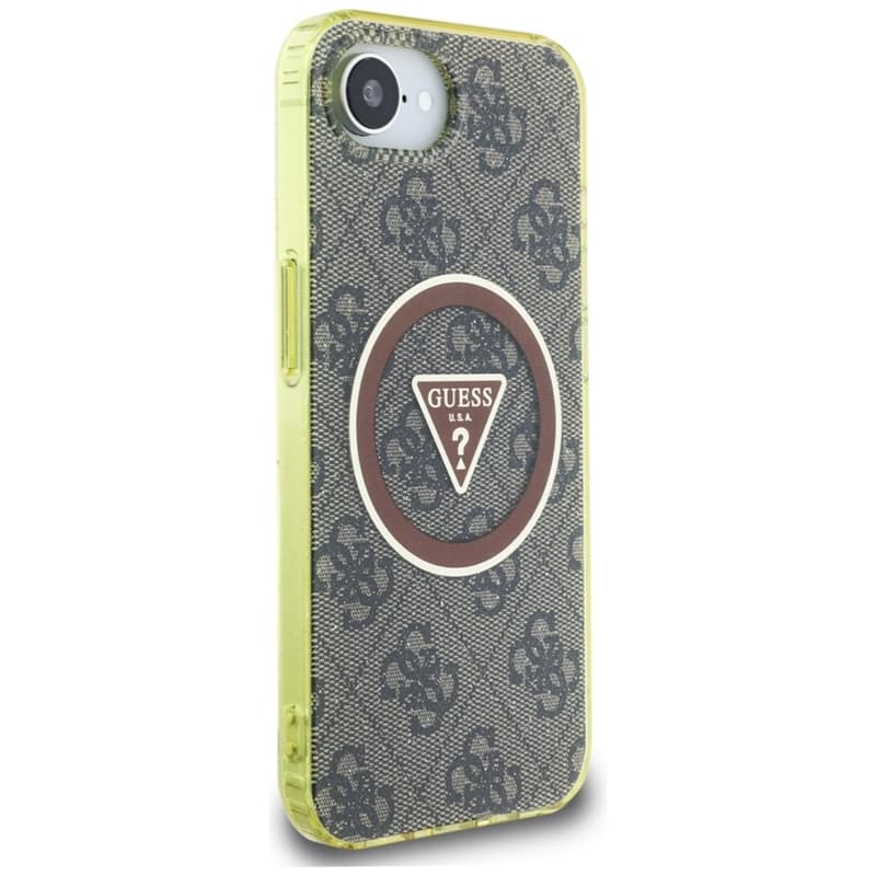 Guess IML Metal Glitter 4G Circle Triangle MagSafe - Case for iPhone 16e (brown) 4