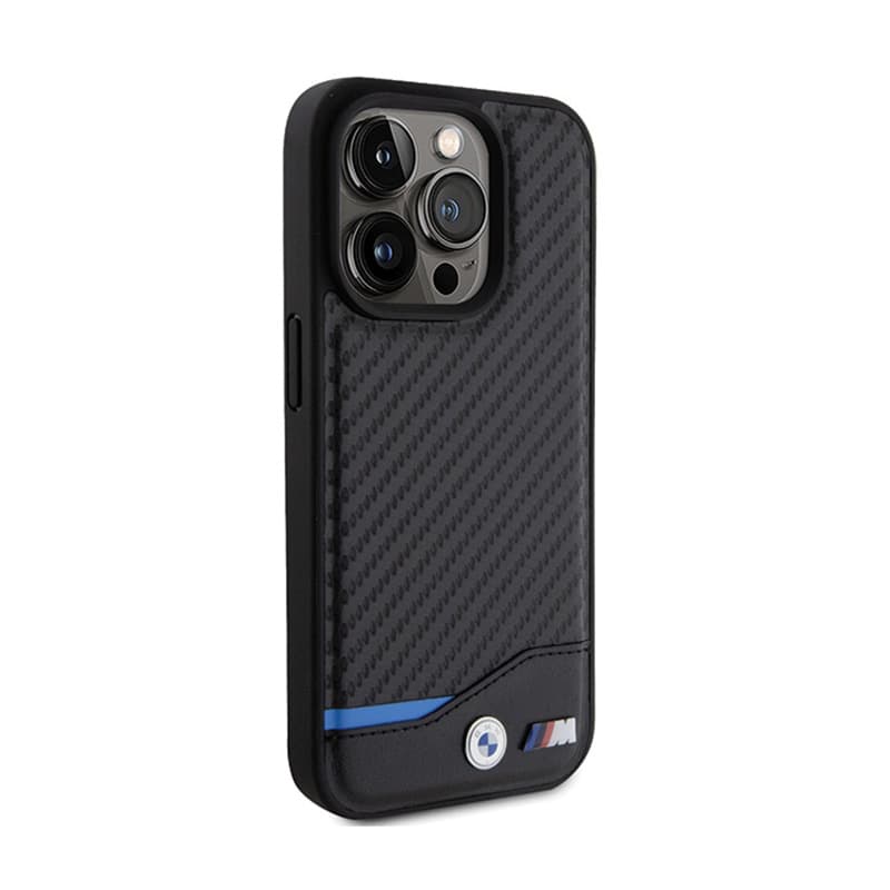 BMW Leather Carbon Blue Line - Case for iPhone 15 Pro (black) 4