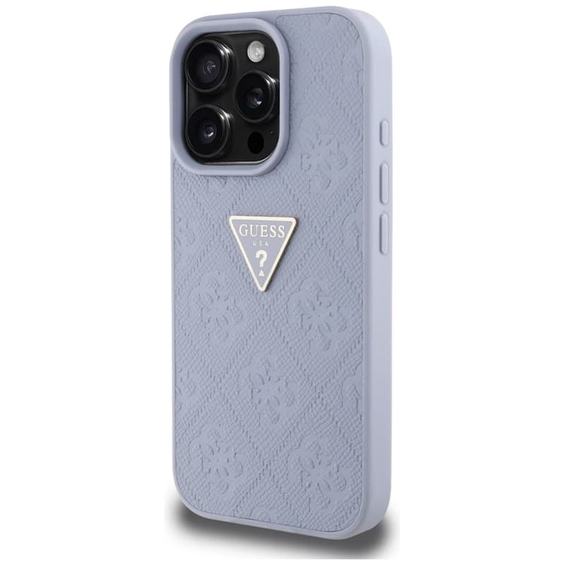 Guess Hot Stamp 4G Pattern Triangle Metal Logo - Case for iPhone 16 Pro (purple) 2