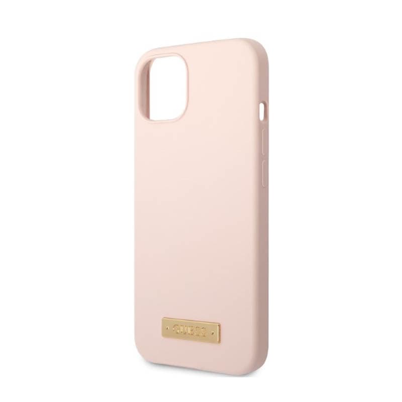Guess Silicone Logo Plate MagSafe - Case for iPhone 13 (Pink) 6