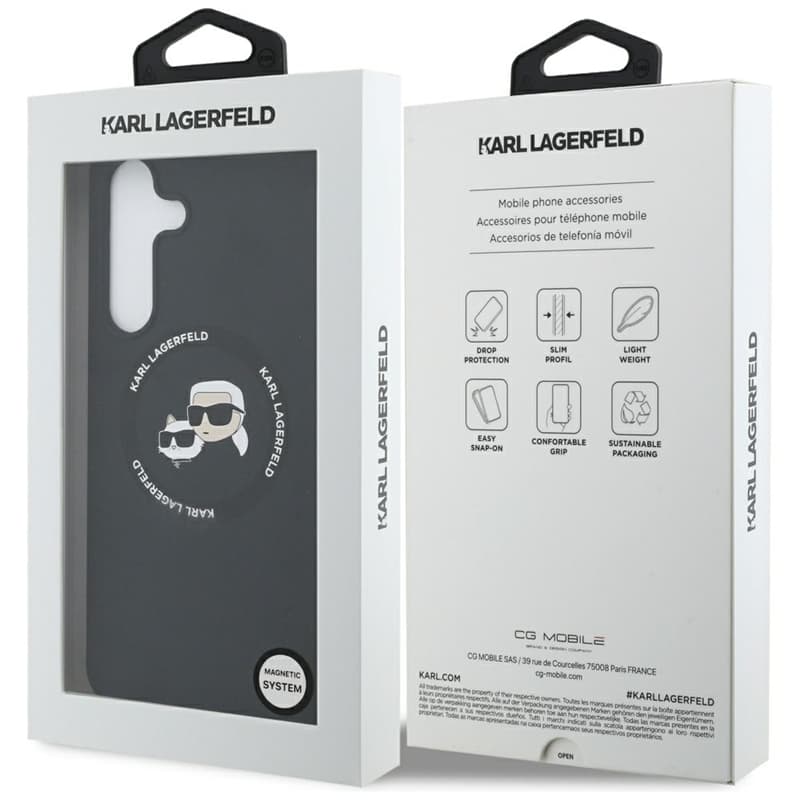 Karl Lagerfeld Silicone Karl & Choupette Heads MagSafe – Case Samsung Galaxy S25 FE (black) 8