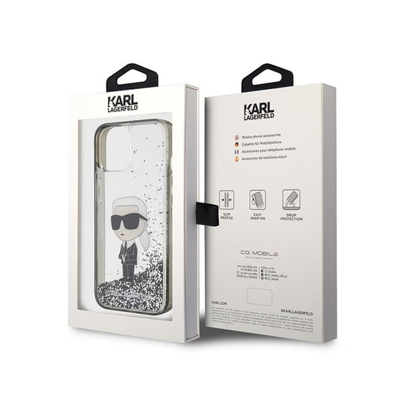 Karl Lagerfeld Liquid Glitter Ikonik - iPhone 15 Case (Transparent) 8