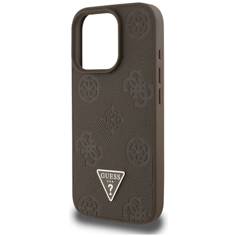 Guess Grained Hot Stamp Peony Triangle Logo MagSafe - Case for iPhone 16 Pro (brown) 6
