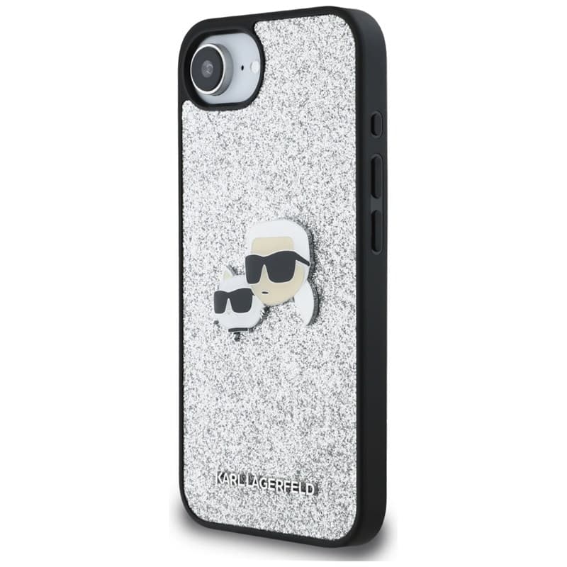 Karl Lagerfeld Fixed Glitter Karl & Choupette Heads Metal Pin - Case for iPhone 16e (silver) 2