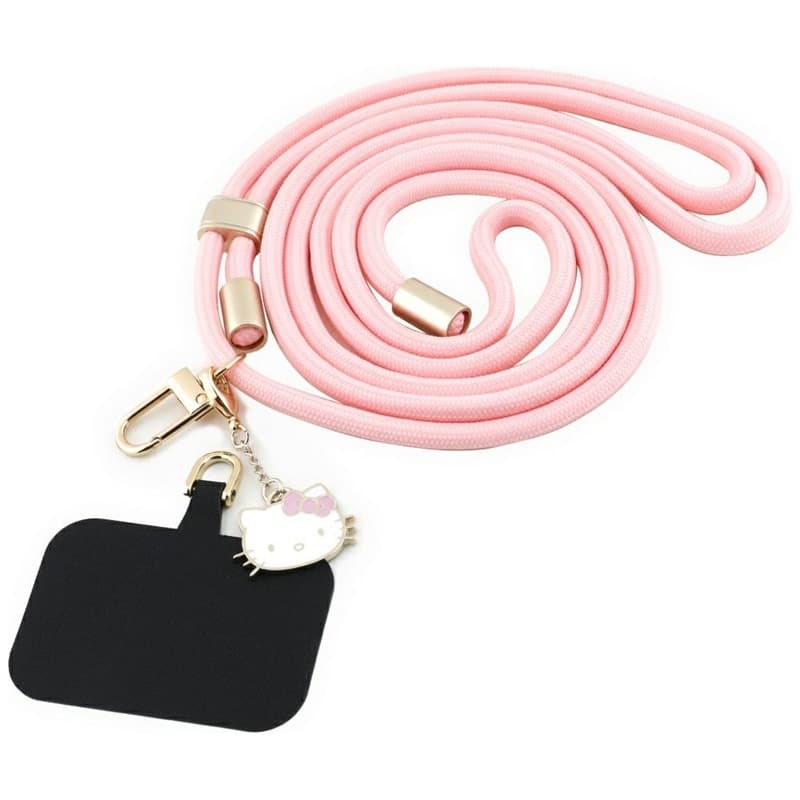 Hello Kitty Patch & Kitty Head Charm - Universal Phone Strap / Lanyard (Pink) 1