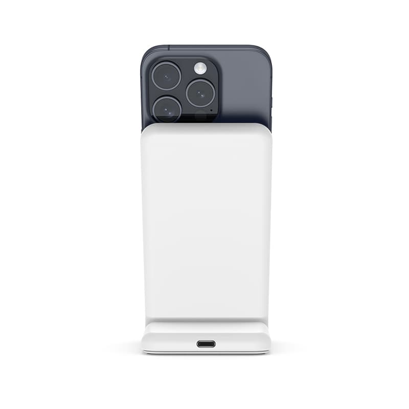 Crong MagSpot Stand - 2-in-1 Wireless Charger with MagSafe for iPhone and AirPods (White) 6