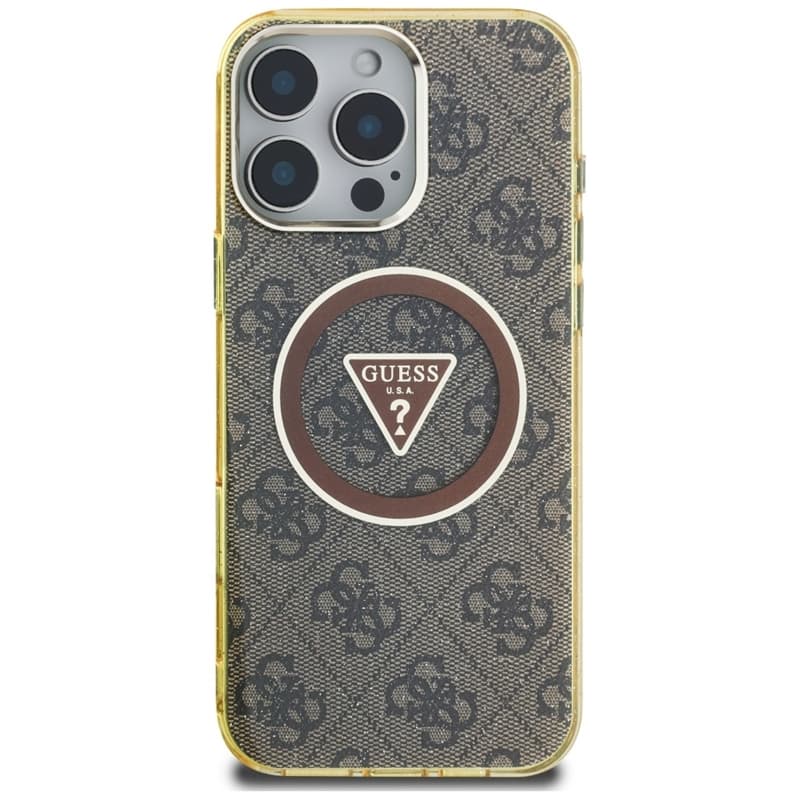 Guess IML Metal Glitter 4G Circle Triangle MagSafe - Case for iPhone 16 Pro Max (brown) 3