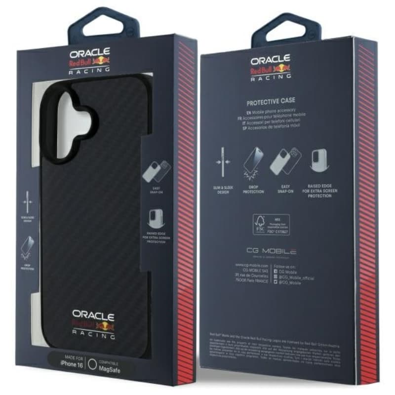 Red Bull Carbon Fiber Shiny Logo MagSafe - iPhone 16 Case (Black) 8