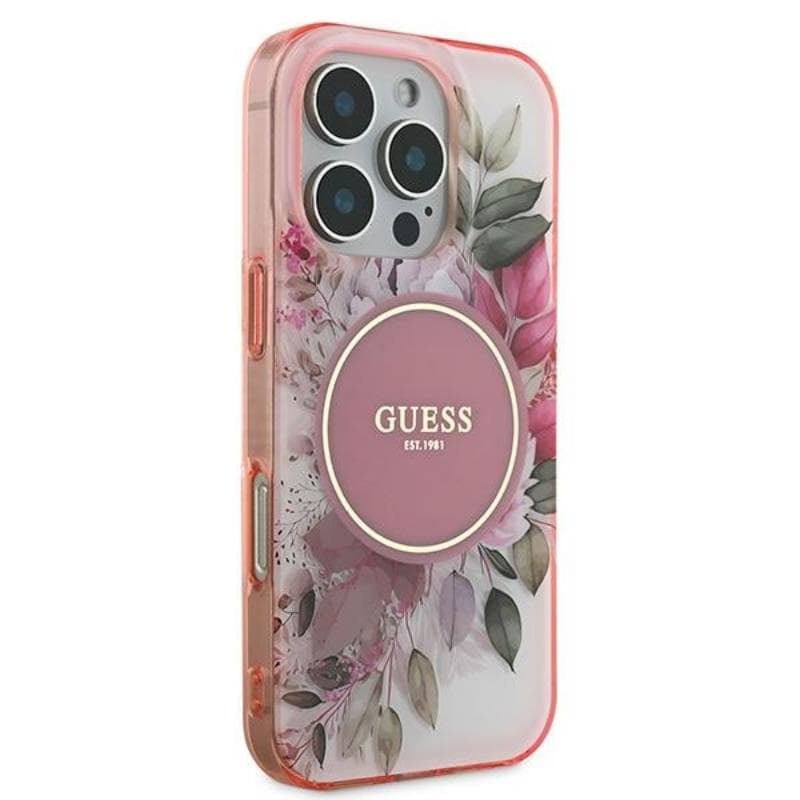 Guess IML Flower & Tonal Circle MagSafe - Case for iPhone 16 Pro (Pink) 4