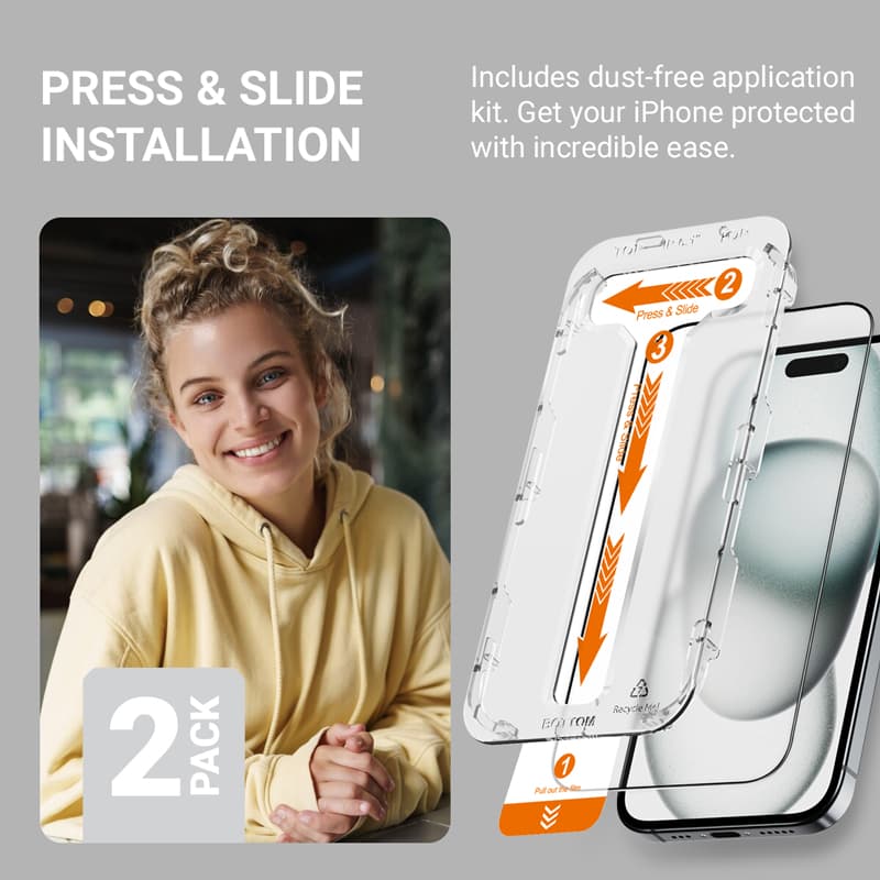Crong EasyShield 2-Pack - Tempered Glass iPhone 16 Plus / iPhone 15 Plus (2 pieces) 4