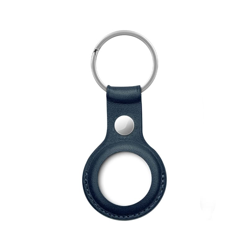 Crong Leather Case with Key Ring – Protective leather case with key ring for Apple AirTag 1/2 (navy blue) 4