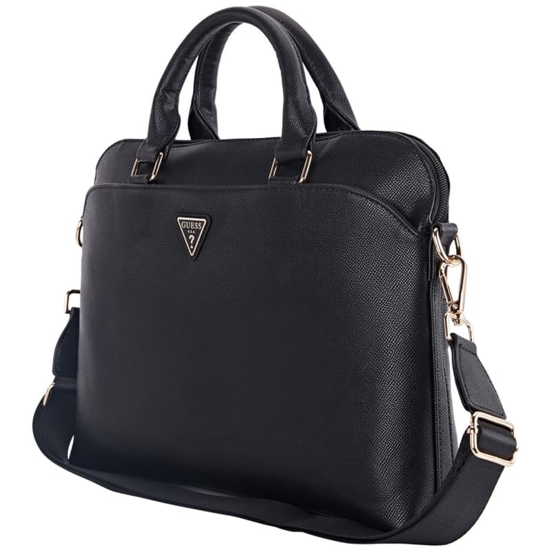 Guess Grained Zipper Pocket Triangle Logo - Laptop Bag 15" (black) 3