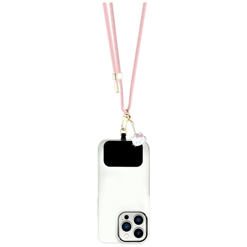 Hello Kitty Patch & Kitty Head Charm - Universal Phone Strap / Lanyard (Pink) 2