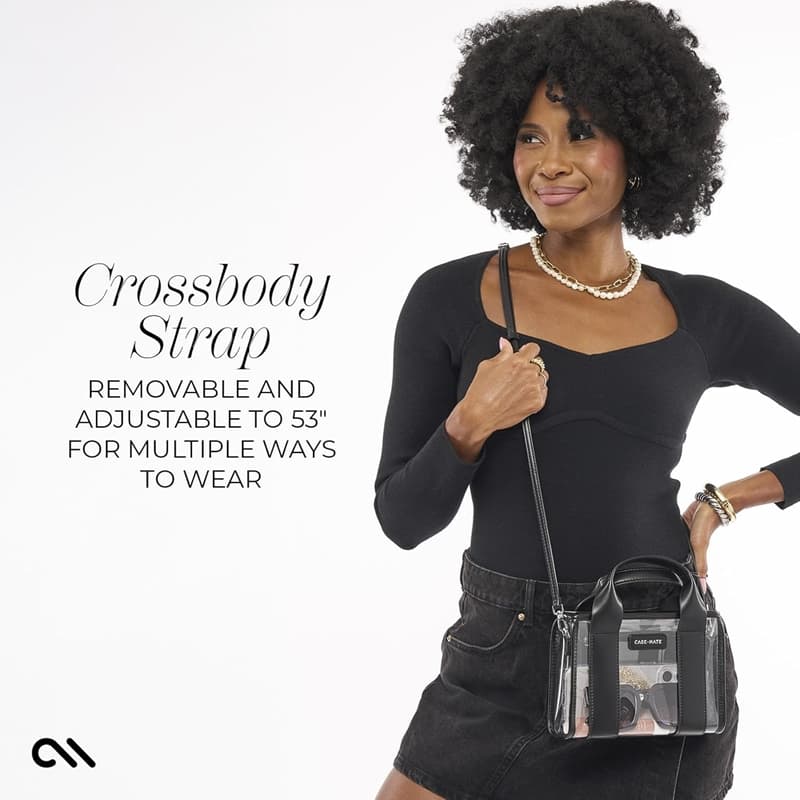 Case-Mate Micro Tote Bag - Waterproof Shoulder Bag (Midnight Black/Clear) 8