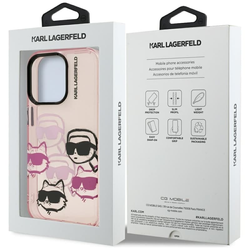 Karl Lagerfeld IML Multi K&C Head Pattern - Case for iPhone 16 Pro Max (pink) 8