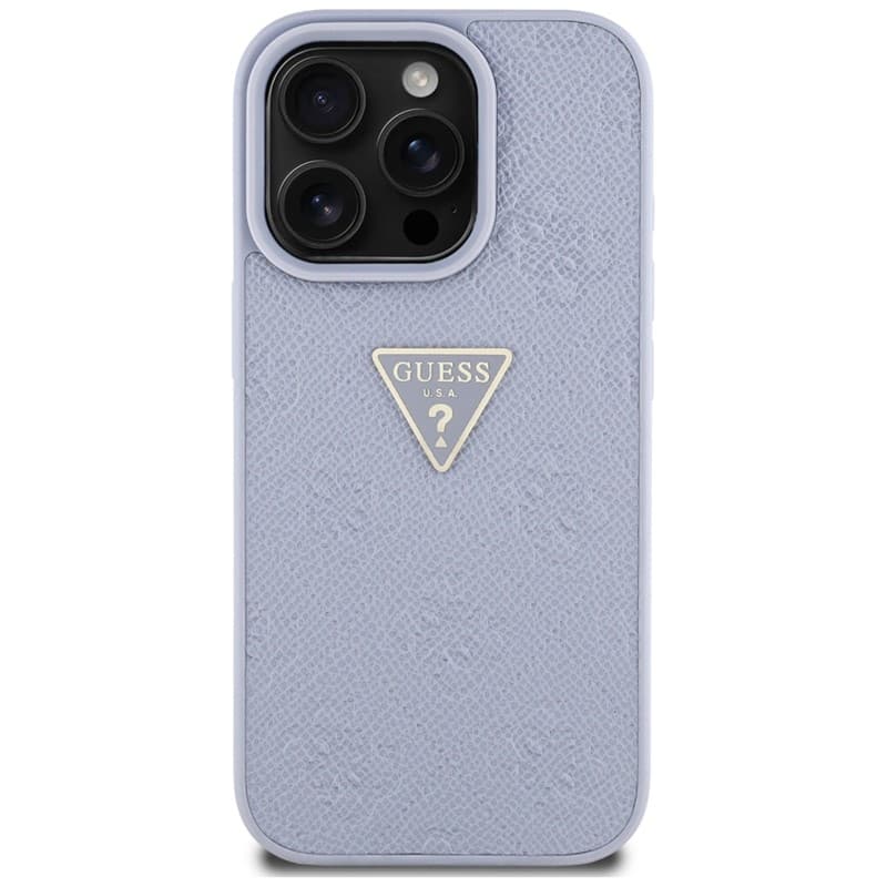 Guess Hot Stamp 4G Pattern Triangle Metal Logo - Case for iPhone 16 Pro (purple) 3