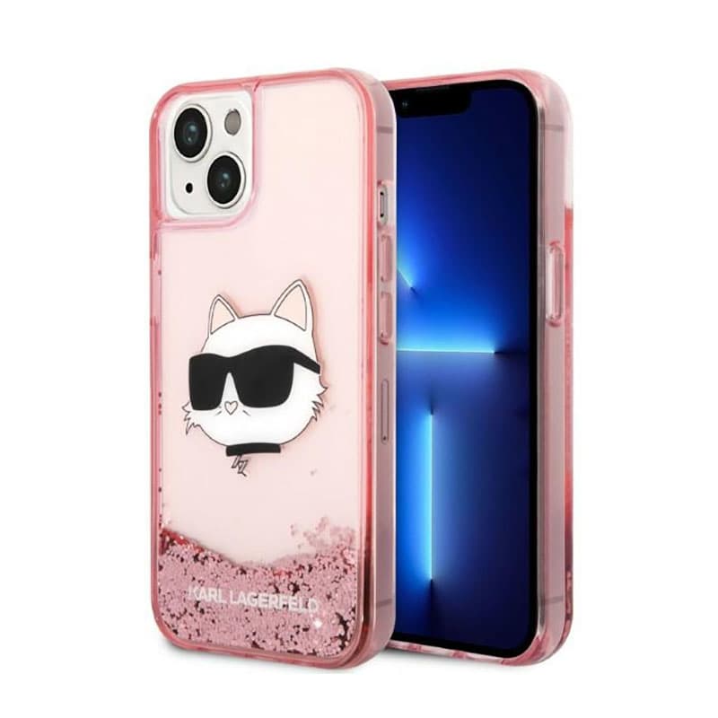 Karl Lagerfeld Liquid Glitter NFT Choupette Head - Case for iPhone 14 Plus (Pink) 1