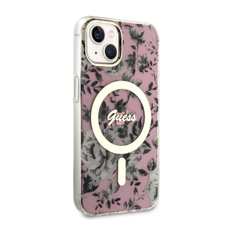 Guess Flower MagSafe - Case for iPhone 14 (Pink) 4