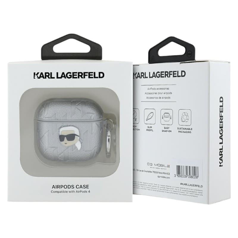 Karl Lagerfeld Monogram Karl Head - AirPods 4 Case (silver) 3