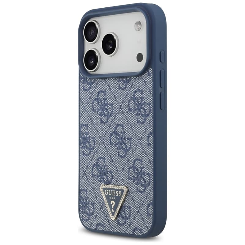 Guess Leather 4G Triangle Strass MagSafe - Case iPhone 17 Pro (Blue) 2