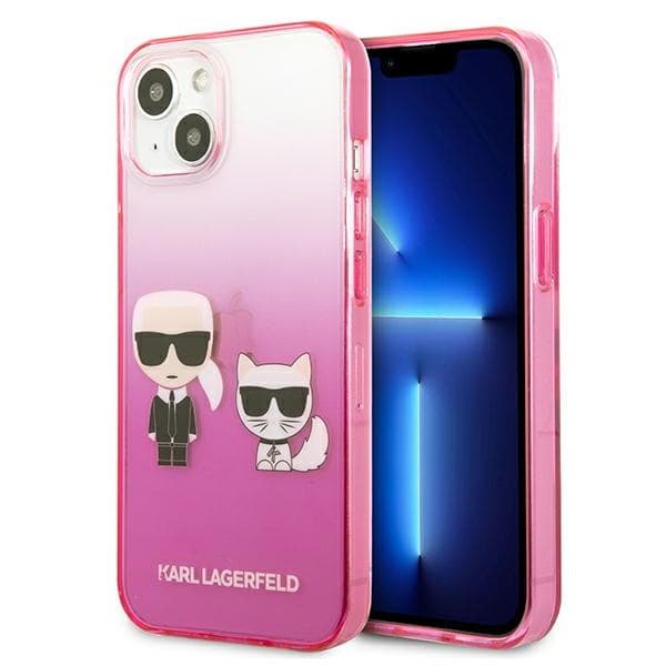 Karl Lagerfeld Gradient Ikonik Karl & Choupette - Case for iPhone 13 mini (Pink) 1