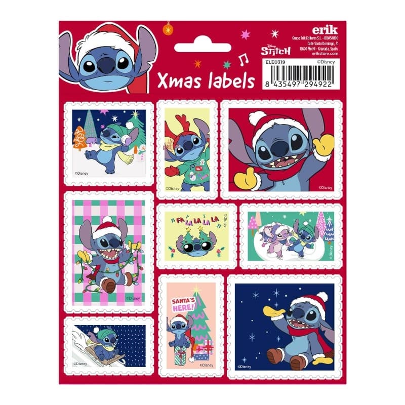 Disney Stitch - Set of 18 self-adhesive Christmas stickers
