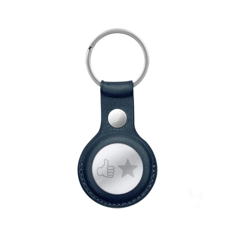 Crong Leather Case with Key Ring – Protective leather case with key ring for Apple AirTag 1/2 (navy blue) 5
