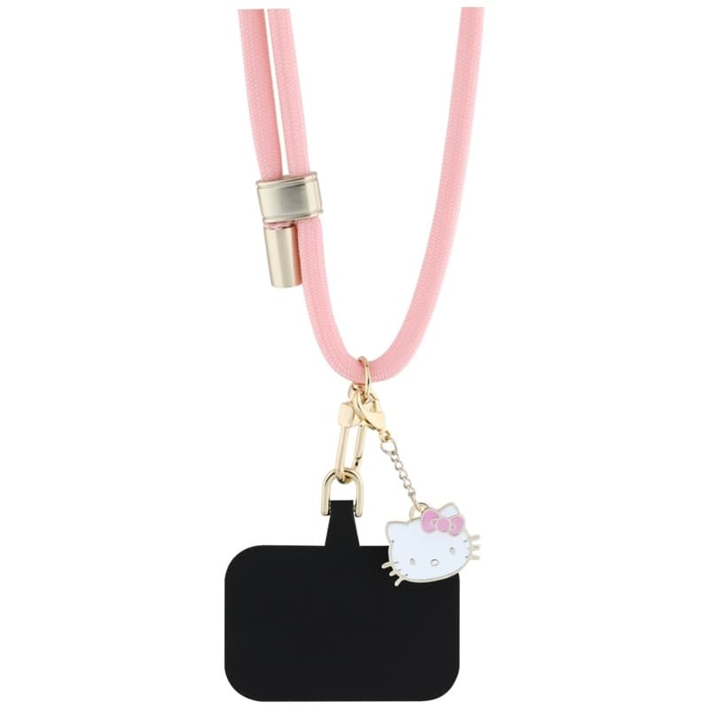 Hello Kitty Patch & Kitty Head Charm - Universal Phone Strap / Lanyard (Pink) 3
