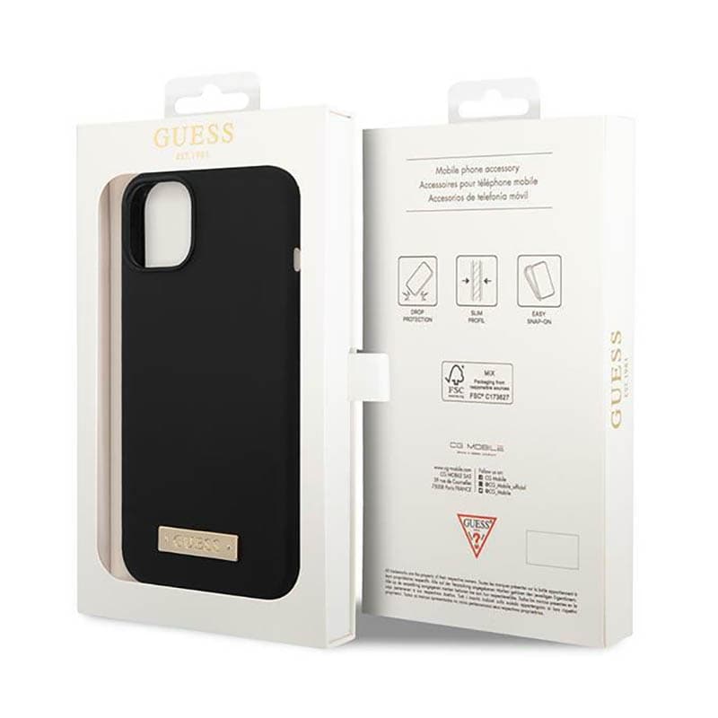 Guess Silicone Logo Plate MagSafe - Case for iPhone 14 Plus (Black) 8