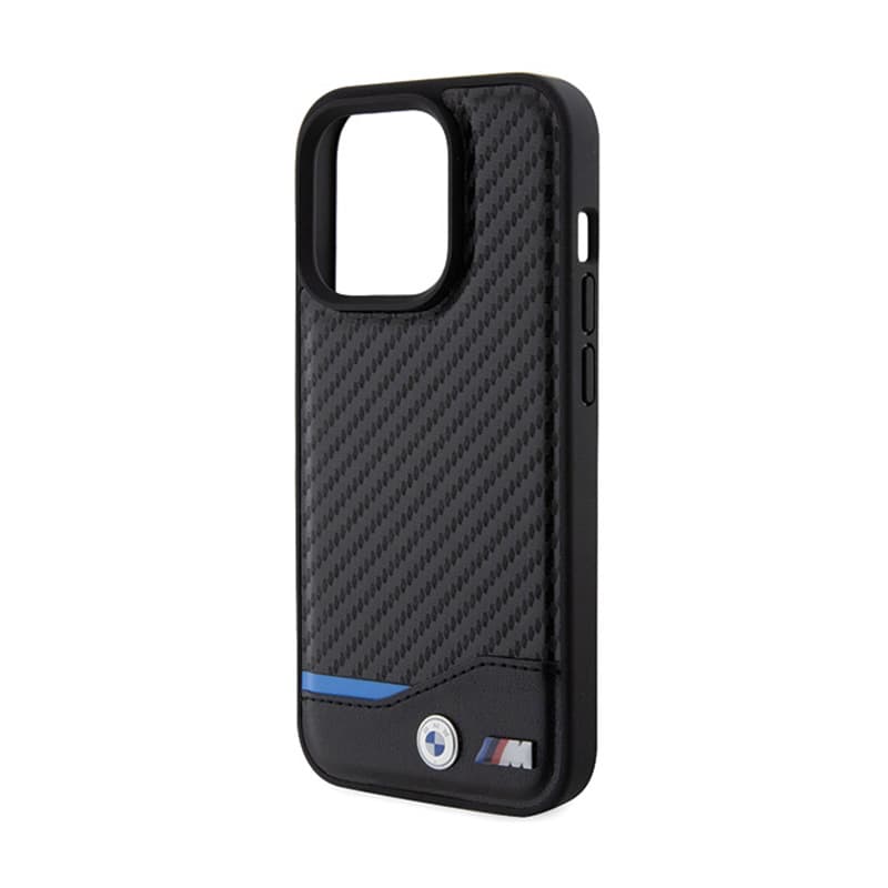 BMW Leather Carbon Blue Line - Case for iPhone 15 Pro (black) 6