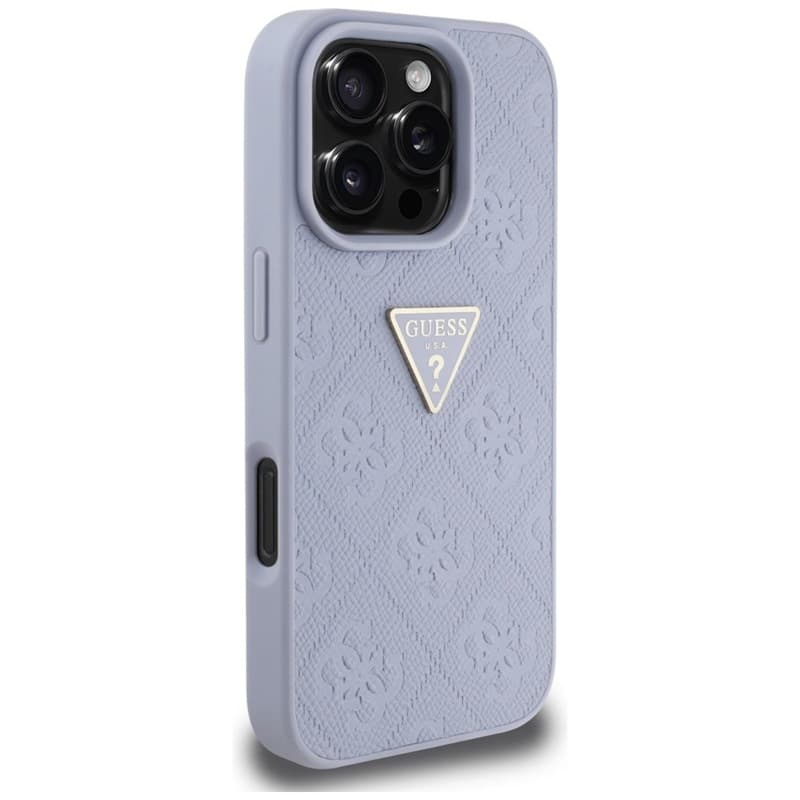 Guess Hot Stamp 4G Pattern Triangle Metal Logo - Case for iPhone 16 Pro (purple) 4