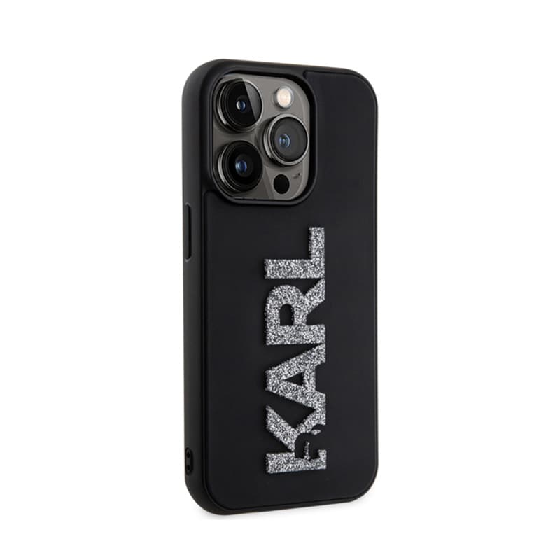 Karl Lagerfeld 3D Rubber Glitter Logo - Case for iPhone 15 Pro Max (Black) 4