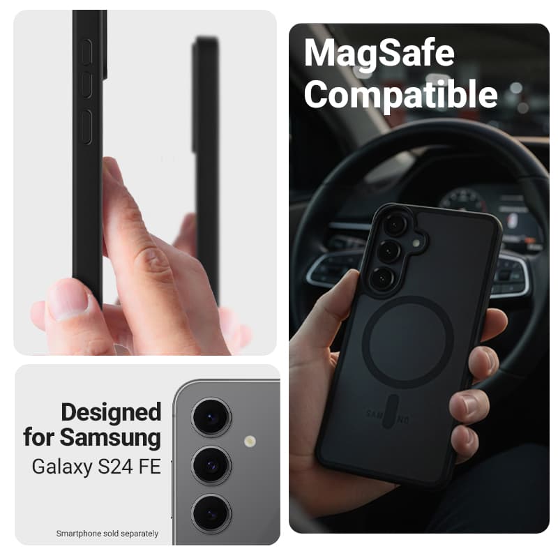 Crong Hybrid Matte Magnetic - MagSafe Case Samsung Galaxy S24 FE (Black) 4