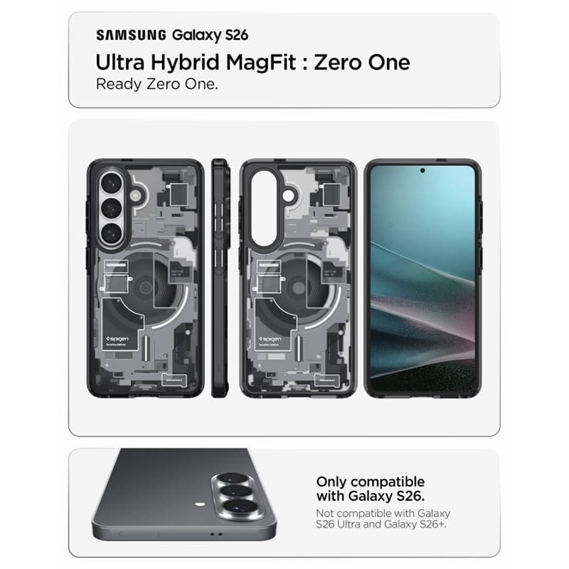 Spigen Ultra Hybrid Mag MagSafe - Case for Samsung Galaxy S26 (Zero One Black) 7