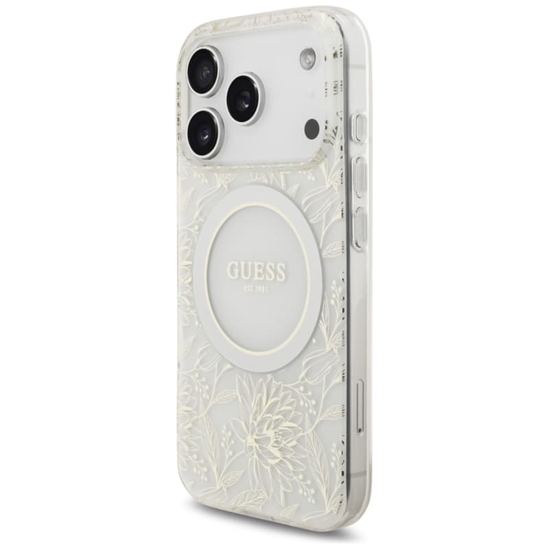 Guess IML Flowers Electro Pearl Strap MagSafe - Case iPhone 17 Pro (white) 3