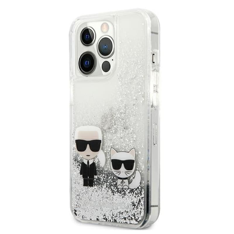 Karl Lagerfeld Liquid Glitter Karl & Choupette - Case for iPhone 13 Pro Max (Silver) 2