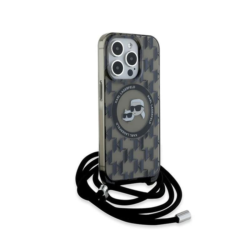 Karl Lagerfeld IML Crossbody Monogram Karl & Choupette Head MagSafe - Case for iPhone 15 Pro Max (Black) 3