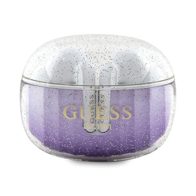 Guess Glitter Gradient - TWS Bluetooth headphones + charging case (purple) 1