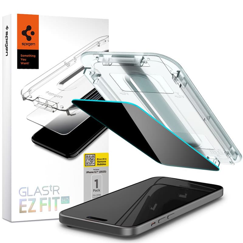 Spigen GLAS.TR EZ FIT Privacy - Tempered glass with privacy filter for iPhone 15 / 16