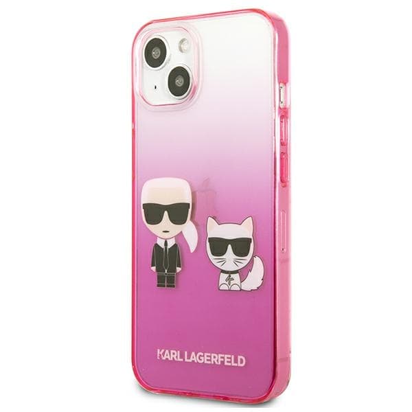 Karl Lagerfeld Gradient Ikonik Karl & Choupette - Case for iPhone 13 mini (Pink) 2