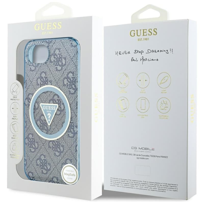 Guess IML Metal Glitter 4G Circle Triangle MagSafe - Case for iPhone 16e (blue) 8