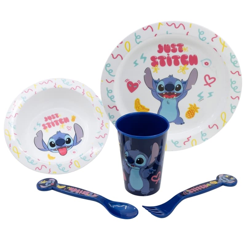 Disney Stitch - 5-piece microwave tableware set from the Palms collection (plate, bowl, cup, fork, spoon) 1