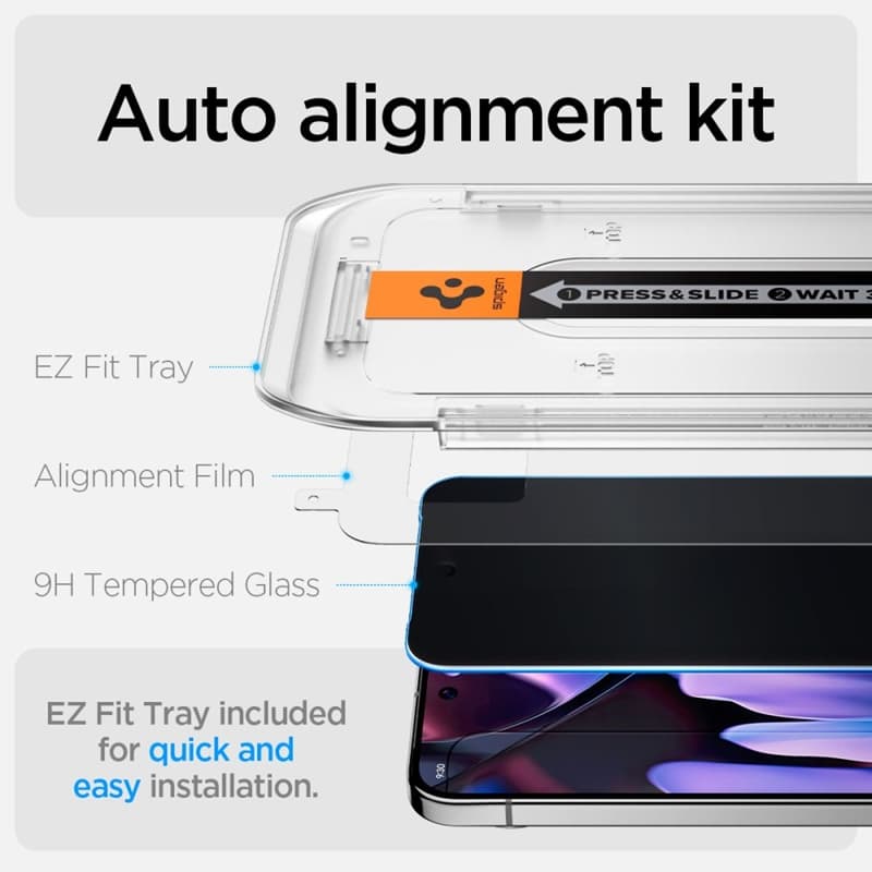 Spigen GLAS.TR EZ FIT Privacy 2-Pack - Tempered Glass with Privacy Filter for Google Pixel 9 / 9 Pro / 10 / 10 Pro (2 pcs) 7