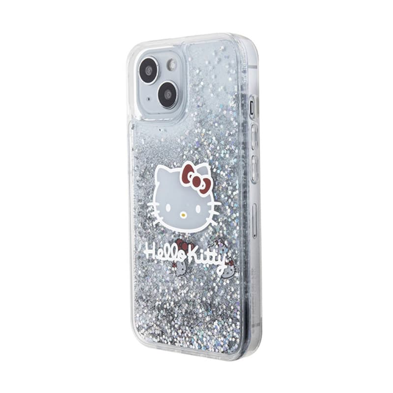 Hello Kitty Liquid Glitter Charms Kitty Head - iPhone 15 case (silver) 2