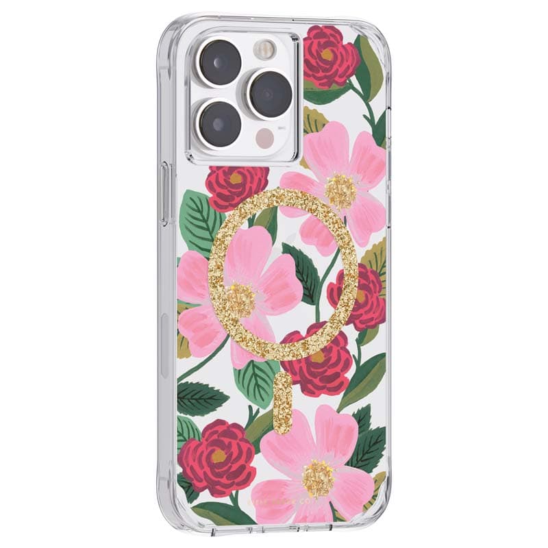 Rifle Paper Clear MagSafe - Case decorated in gold for iPhone 14 Pro Max (Rose Garden) 2