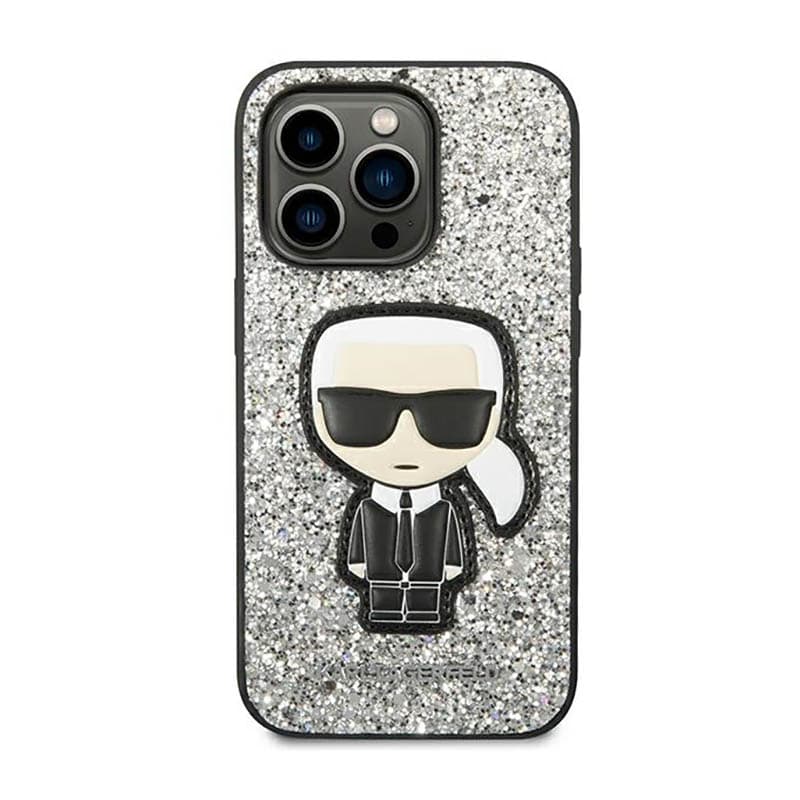 Karl Lagerfeld Glitter Flakes Ikonik - Case for iPhone 14 Pro Max (Silver) 3