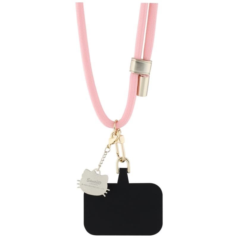 Hello Kitty Patch & Kitty Head Charm - Universal Phone Strap / Lanyard (Pink) 4