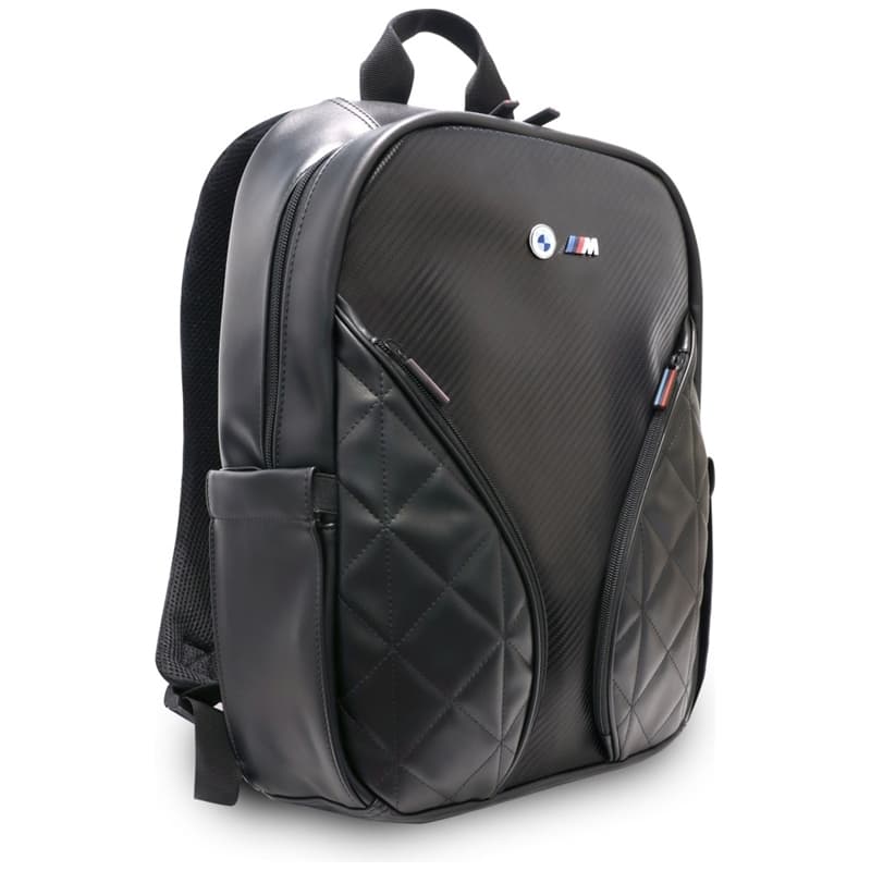 BMW Carbon Pockets & Metal Logo - 16" Notebook Backpack (Black) 3