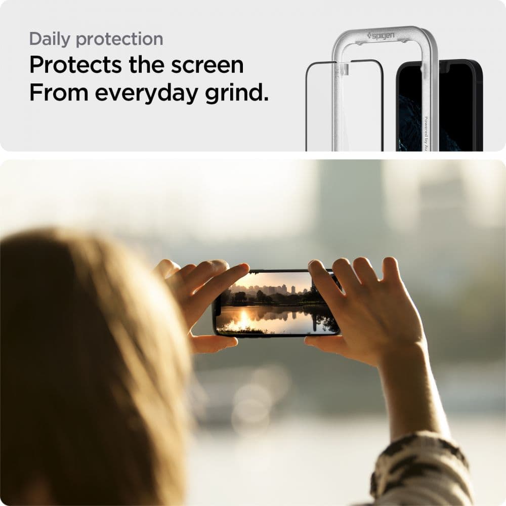 Spigen Alm Glass FC 2-Pack - Tempered Glass for iPhone 17e / 16e / 14 / 13 / 13 Pro 2 pcs (Black Frame) 8