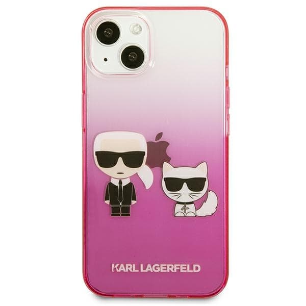Karl Lagerfeld Gradient Ikonik Karl & Choupette - Case for iPhone 13 mini (Pink) 3